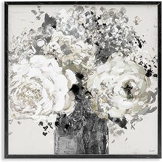 Stupell Industries Bold Abstract Floral Arrangement Cream Expressive Flowers, Design by Lanie Loreth Black Framed Wall Art, 24 x 24, Grey