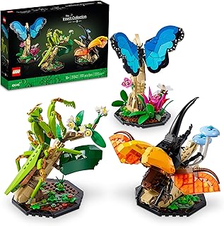 Ideas The Insect Collection, Fun Gift for Nature Lovers, with Life-Size Blue Morpho Butterfly, Hercules Beetle and Chinese Mantis Display Models, Bug Building Set and Nature Décor, 21342,18+