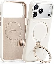 TORRAS Q3 Silicone for iPhone 17 Pro Max Case Stand, Fit for MagSafe, Liquid Silicone Soft Cozy Grip, 360 Spin Magnetic Stand, Camera Control, Protective for iPhone 17 Pro Max Phone Case, Ivory Gold