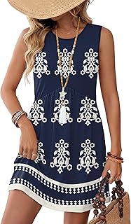 Dresses for Women 2026 Summer Casual Babydoll Crewneck Short Dress Spring Sleeveless Sundress with Pockets