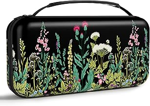 NPOOYI Carrying Case Compatible with Nintendo Switch OLED 2021/2017, Hard Shell Protective Switch Travel Case with Pockets and Game Holder for Console Joy-Con & Accessories, Wild Flower