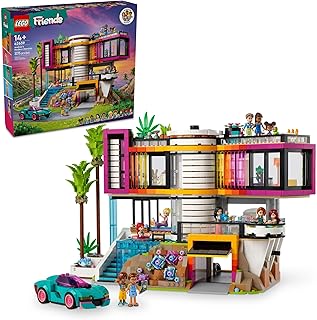 Friends Andrea's Modern Mansion Doll House - Gift for Christmas - 4 Story Toy House Building Toy Set for Kids, Girls and Boys, Ages 14+ - Includes 11 Characters - 42639