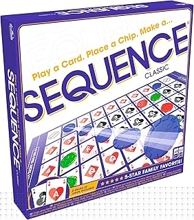 SEQUENCE- Original SEQUENCE Game with Folding Board, Cards and Chips by Jax ( Packaging may Vary ) White, 10.3" x 8.1" x 2.31"