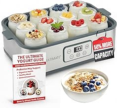 Ultimate Probiotic Yogurt Maker XL, Adjustable Time & Temperature Control, 50% More Capacity with 12 x 6oz Yogurt Jars, Make Trillions of Probiotics for Gut Health, ULTIMATE LIFETIME WARRANTY