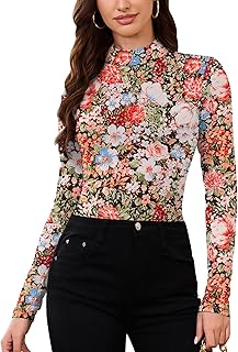 Women Thermal Long Sleeve Shirts Mock Turtle Neck Fitted Tops Fleece Lined Winter Tops Base Layer Undershirt