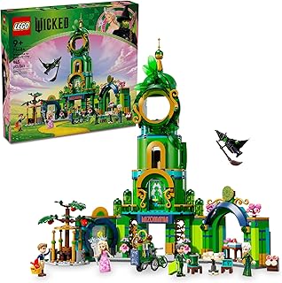 Wicked Welcome to Emerald City Building Toy - Wicked Toy for Kids, Ages 9+ - Gift for Girls and Boys with Tower Model, Glinda, & Elphaba Minidolls - 75684