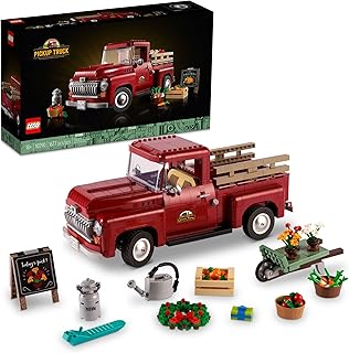Icons Pickup Truck 10290 Building Set for Adults, Vintage 1950s Model with Seasonal Display Accessories, Creative Activity, Collector's Gift Idea