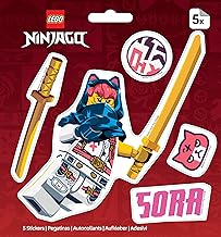 LEGO Ninjago Sticker - Sora (53847), PET Material, 5 Stickers, 1 Sheet, for Water Bottle, Laptop, Notebook