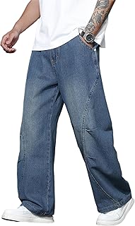 Men's Baggy Jeans Wide Leg Hip Hop Pants Irregular Sutures Loose Fit Trousers Streetwear