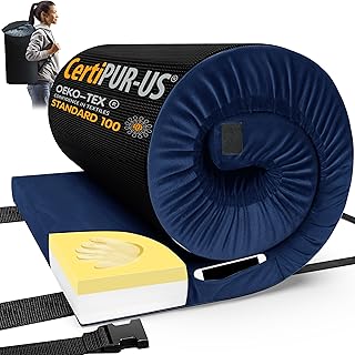 Memory Foam Camping Mattress Pad, CertiPUR-US Sleeping Mat, Portable Roll Up Mattress for Adults, Camping Bed Pads for Sleepover, Car Bed with Travel Bag