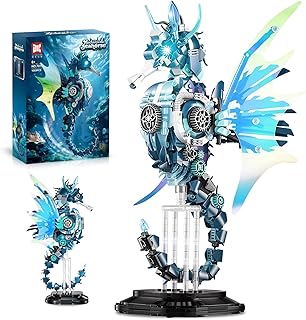 Mechanical Seahorse Building Set, 1003PCS Ocean Animal Creature Construction Toys with Display Stand, Home Decor Christmas Birthday Gifts for Adults Teens Boys Ages 8+, Compatible with Lego