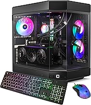 Y60 Black Gaming PC Desktop Computer Intel Core i9 14900F CPU, NVIDIA GeForce RTX 4060Ti 8GB GPU, 32GB DDR5 RGB 5200MHz RAM, 1TB SSD, Windows 11 Home,Gamer Keyboard and Mouse-Y60BI9N46T04