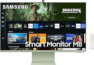 Samsung 32" M80C UHD HDR Smart Computer Monitor Screen with Streaming TV, Slimfit Camera Included, Wireless Remote PC Access, Alexa Built-in (LS32CM80GUNXZA), Spring Green (Renewed)