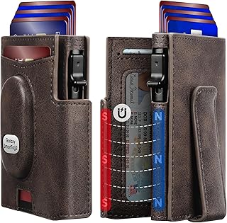 Men Wallet for Samsung Smarttag2 with Money Clip Pop up Card Holder Compatible with Samsung Tag RFID Blocking Wallet for Men 10-14 Card Capacity | ID Window(Coffee)