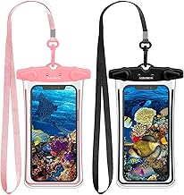 Universal Waterproof Phone Pouch, 2 Pack IPX8 Waterproof Phone Lanyard Case Dry Bag for iPhone 16 15 14 13 12 Pro Max Plus Samsung Galaxy S24 S23 Note 20 OnePlus Google up to 7.5"
