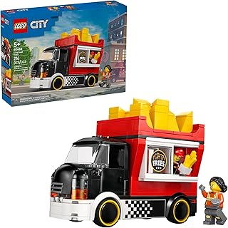 City Fries Food Truck Building Toy for Kids - Pretend Play Truck Toy for Boys & Girls, Ages 5+ - Mobile Restaurant Playset W/2 Minifigures & Detachable Kiosk - Gift Idea for Birthdays - 60488