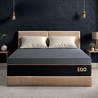 EGOHOME 12 Inch Queen Mattress, Copper Gel Cooling Memory Foam for Back Pain Relief, Therapeutic Bed in a Box, Foam Made in USA, CertiPUR-US Certified, 60x80x12 Black