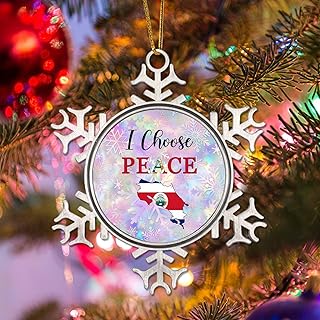 Costa Rica National Flag Ornament for Christmas Tree Decor Costa Rica I Choose Peace Metal Snowflake Christmas Ornaments Keepsake City Souvenir Xmas Tree Decorations
