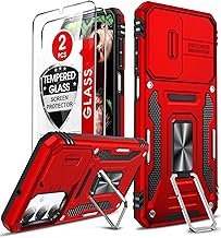 LeYi for Samsung Galaxy A17/A16-5G Case: Screen Protector Galaxy A17 5G with A16 5G Telephone Case Capinha & Celular Stand, Military-Grade Protective de Galaxy A17 5G Phone Case Cute, Red