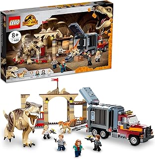 Jurassic World T. rex & Atrociraptor Dinosaur Breakout 76948 Dino Toy Set, Gift Toys for Kids Age 8 Plus with 4 Minifigures, Market and Truck, 2022 Movie Inspired