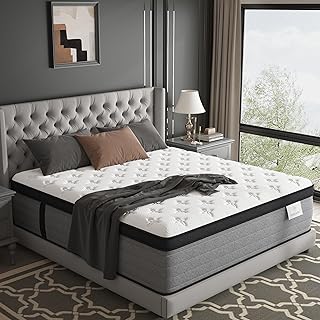 King Size Mattress 12 Inch, Luxury Firm Hybrid King Mattress in a Box, 7-Zones Individual Pocket Springs, Extra Hip/Shoulder/Lumbar Support, Fiberglass-Free, CertiPUR-US