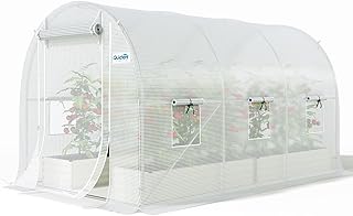 Quictent 10x7x7 FT Essential Greenhouse for Outdoors, Portable Walk-in Tunnel Hoop House with 6 Screen Windows & Zipper Door, Heavy Duty Frame for Garden Plant Vegetable, White