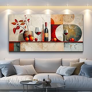 ERQINHUA Wall Art For Kitchen Wall Decor For Living Room Dining Room Decorations Wine Glass Mural Still Life Abstract Pictures Artwork bar Posters Home Decor Wall Painting Ready To Hang 20"x40"