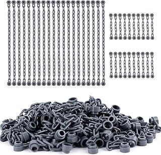 Chain Link Rope Accessories Pieces - 20pcs 21 Link and 20pcs 5-Link Chain Bricks Bulk Parts Building Block Sets Dark Gray