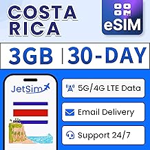 SIM Card for Costa Rica - 3GB High-Speed Data, Unrestricted Internet Access - Use Facebook, Instagram & More, Hotspot & Tethering, Prepaid Digital SIM Card (30 Days)