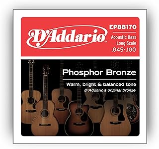 D'Addario Acoustic Bass Guitar Strings - Acoustic Bass Strings - Phosphor Bronze - EPBB170 - Acoustic Bass Guitar 4 String Set - 45-100 Gauge - 1 Pack