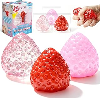 3Pcs Big Taba Squishies Strawberry, Cute Strawberry Squeeze Toys, Upgrade Fruit Squishies, Kawaii Sticky Stress Toy, Clear Fidget Toys, Valentines Gift for Kids, Teen Boys Girls Birthday Gift Ideas