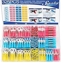 325PCS Marine Grade Heat Shrink Wire Connectors - Sopoby Electrical Connectors Kit of Tinned Red Copper, AWG 22-10 Waterproof Crimp connectors terminals Insulated Ring Fork Spade Butt Splices