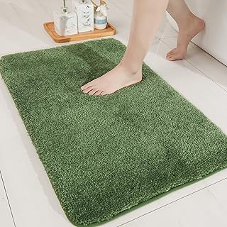 Bath Rugs for Bathroom Extra Thick- Anti-Slip Bath Mats Soft Plush Yarn Shaggy 100% Strong Mirco Polyeste Mat Living Room Bedroom Mat Floor Water Absorbent(Green,20x32 - Inches)