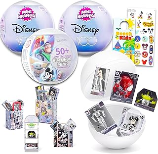 Mini Brands Disney 100 Mystery Set - 3 Pack Surprise Mini Disney Toys Mystery Bundle with Stickers, More | Mini Brands Sneakers Disney 100 Platinum Series