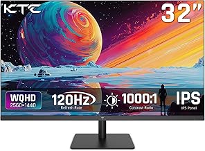 32 Inch 2K 120Hz Computer Monitor, IPS QHD 2560 x 1440p Monitor with Ultra-Thin Bezels, HDR10, Adaptive Sync, HDMI/Display Ports, Tilt Adjustable, Eyecare, for Office and Casual Gaming, H32T13
