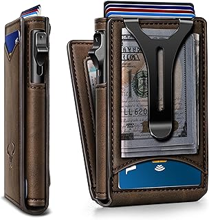Men Wallet,Magnetic Metal Wallet Money Clip 9Cards Pop-up Access RFID Blocking