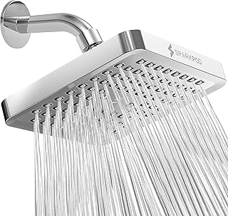 SparkPod Shower Head - High Pressure Rain - Premium Quality Luxury Design - Easy Clean Adjustable Replacement for Your Bathroom Shower Heads (Polished Chrome Finish, 6 Inch Square)