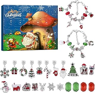 Christmas Advent Calendar Bracelets 2026 for Girls 24 Day Christmas Vacation Advent Calendar 24-Day Countdown with 22 Charms, 2 Bracelets for Adults, DIY Jewelry Making Gift