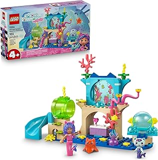 Gabby’s Dollhouse Mermaid Gabby’s Aquarium Adventure Building Blocks - Pretend Play & Learning Toy for Girls & Boys, Ages 4+ - Includes Mercat Mini Dolls - Gift Idea for Birthdays - 11204