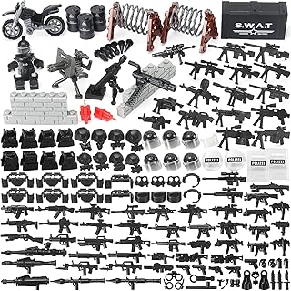 SWAT Equipment Pack City Army Toy Set for Special Weapons and Tactics Figures, Black Modern Military Bricks Kit Gear Accessories Building Blocks Compatible with Major Brand