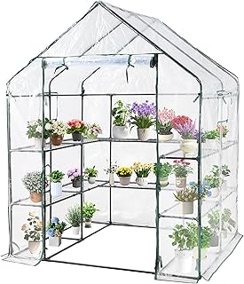 SUNGIFT Greenhouses for Outdoors, Upgraded PVC Cover Walk-in Greenhouse Kit 57x61x80 Inch, Zippered Windows Mesh Door, Plant Garden Hot House for Outside, Clear