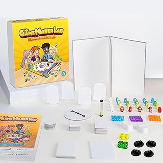 Blank Board Game Kit for Kids & Families – Make Your Own Game with 180+ Pieces: Double-Sided Blank Game Board, Blank Cards, Dice, Wooden Tokens, Spinner | DIY Board Game Kit for Learning & Play