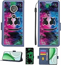 Aroepurt Case Compatible for Moto e5 Phone Case Flip Cover [with Tempered Glass Screen Protector][RFID Blocking][Luminous Effect] LPT-BQ