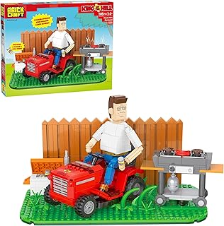 King of The Hill Hank Hill’s Backyard Building Kit (586-Piece Set), Hank Hill Figure, Lawn Mower, Grill & Cooler, Animated TV Show Collectible Display Xmas Christmas
