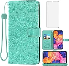 Phone Case for Samsung Galaxy A10e Wallet Cases with Tempered Glass Screen Protector and Leather Magnetic Flip Cover Card Holder Stand Cell Accessories Glaxay A 10e Gaxaly 10ae S102DL Women Green