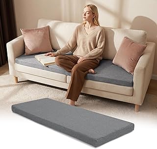 BALAPET 3 Inch Memory Foam Sofa Topper Pad for Couch, Thick Couch Cushion Cover with Non-Slip Bottom, Washable Topper Pad for Firm or Sagging Sofa, Soft Supportive (27.5inx60inx3in)