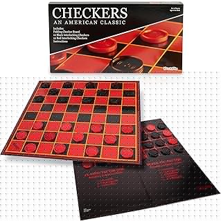Kangaroo - Multiplayers Strategy Checker Board Game for Kids & Adults - Portable Educational Travel Cardboard Checkers - Includes Large Board w/ 24 Checkers (12 Red and 12- Black) 15x15 Inches
