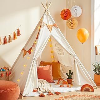 wilwolfer Kids Teepee Tent for Girls or Boys, Foldable Play Tent for Toddler Suit for Indoor and Outdoor Play, Protable Kids Playhouse Children Tent(Mat not Included)