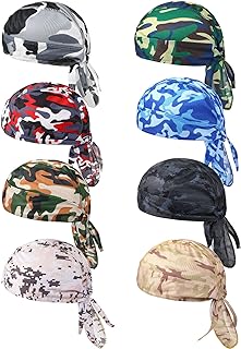 8 Pack Do Rag Skull Caps for Men Sweat Wicking Doo Rags Cooling Helmet Liner Cycling Motorcycle Bandana