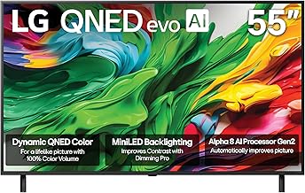 55-Inch Class QNED evo AI QNED85A Series Mini LED 4K Smart TV w/AI Picture, AI Sound, HDR10, AI Super Upscaling 4K, Filmmaker Mode, Wow Orchestra, Alexa Built-in (55QNED85AUA, 2025)